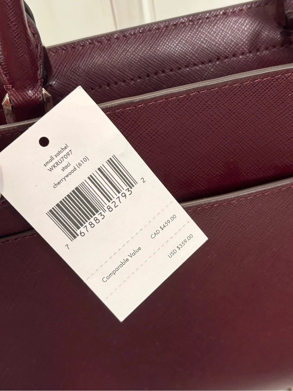 KATE SPADE ($359) Staci Small Satchel Bag in Cherrywood Saffiano Leather